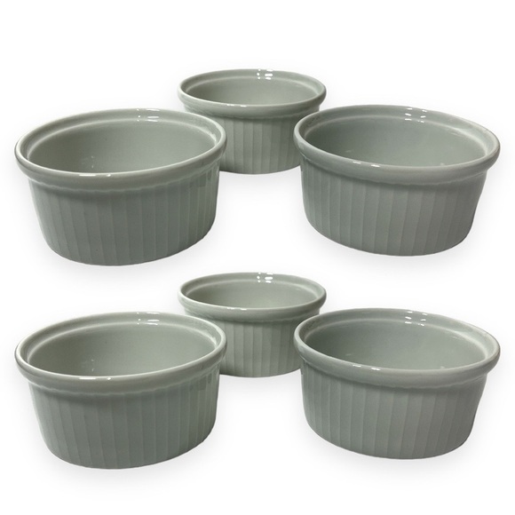 Pillivuyt White Classic Pleated‎ Ramekin 5 oz Set of Six 1.5” x 3” France - Picture 1 of 6